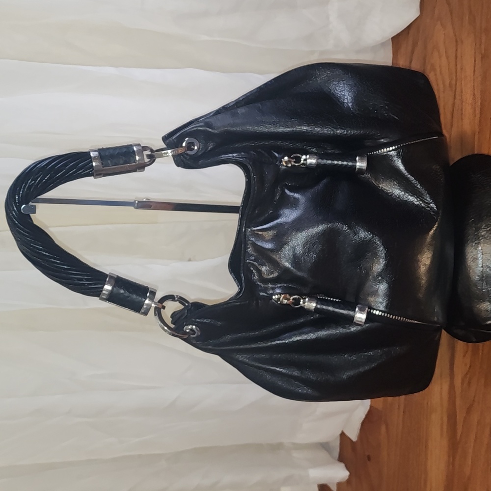 Michael Kors Collection Tonne Shoulder Bag in Black with Silver tone hardware